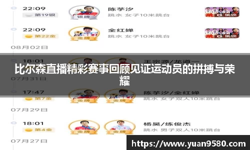 比尔森直播精彩赛事回顾见证运动员的拼搏与荣耀